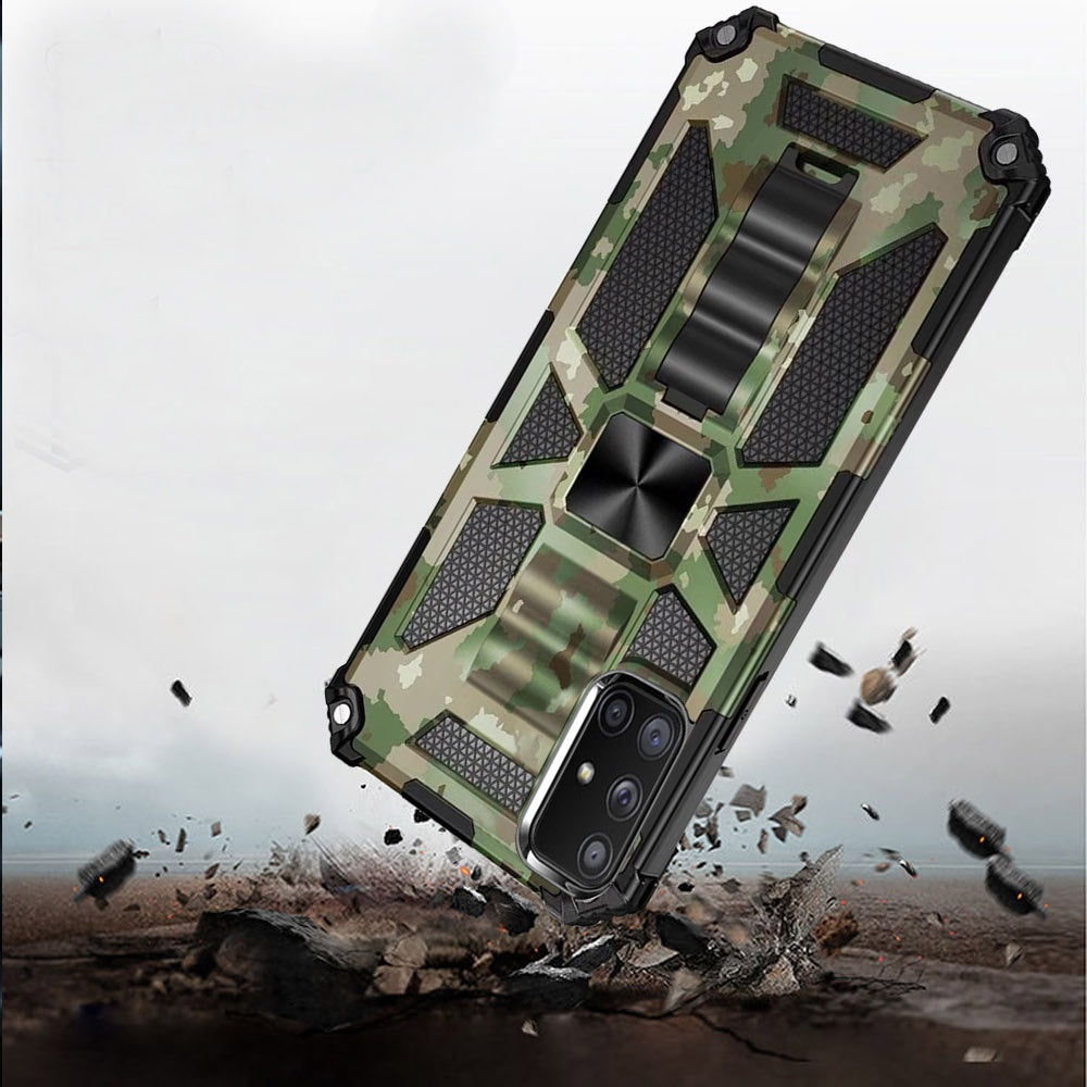 For Samsung Galaxy A71 5G Heavy Duty Hybrid Camouflage [Military Grade] Rugged Protective Fit Magnetic Car Mount Stand  Phone Case Cover