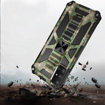 For Samsung Galaxy A71 5G Heavy Duty Hybrid Camouflage [Military Grade] Rugged Protective Fit Magnetic Car Mount Stand  Phone Case Cover