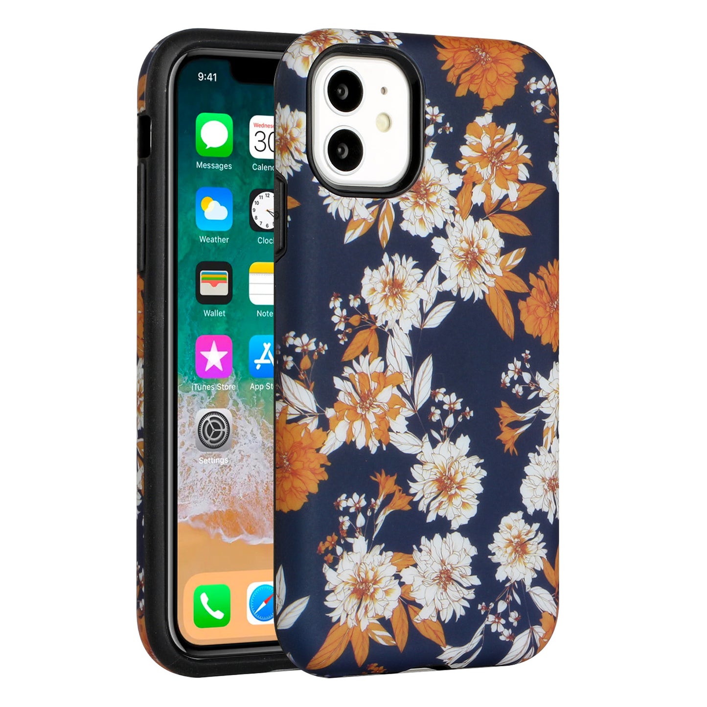 For Apple iPhone 14 Pro Max (6.7") Bliss Floral Stylish Design Hybrid Rubber TPU Hard Shockproof Armor Slim  Phone Case Cover