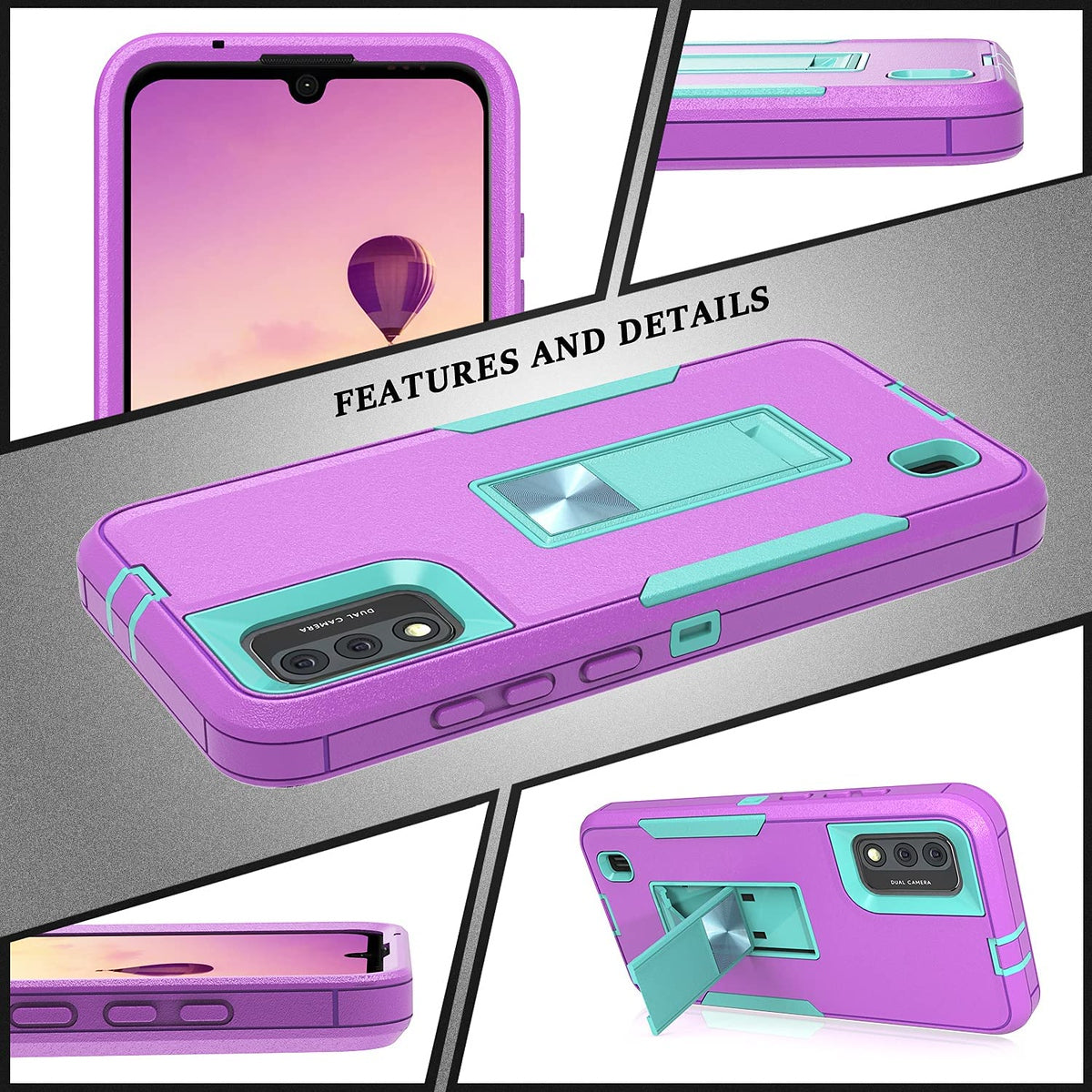 For Apple iPhone 14 (6.1") Military Grade Full-Body Rugged with Kickstand Hybrid Heavy Duty Support Car Mount Holder  Phone Case Cover