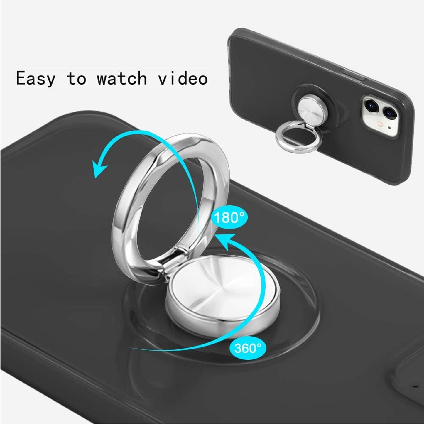 For Apple iPhone 14 (6.1") Rubber Hybrid 360° Ring Holder Stand Kickstand Fit Car Mount Shockproof Bumper Protection  Phone Case Cover