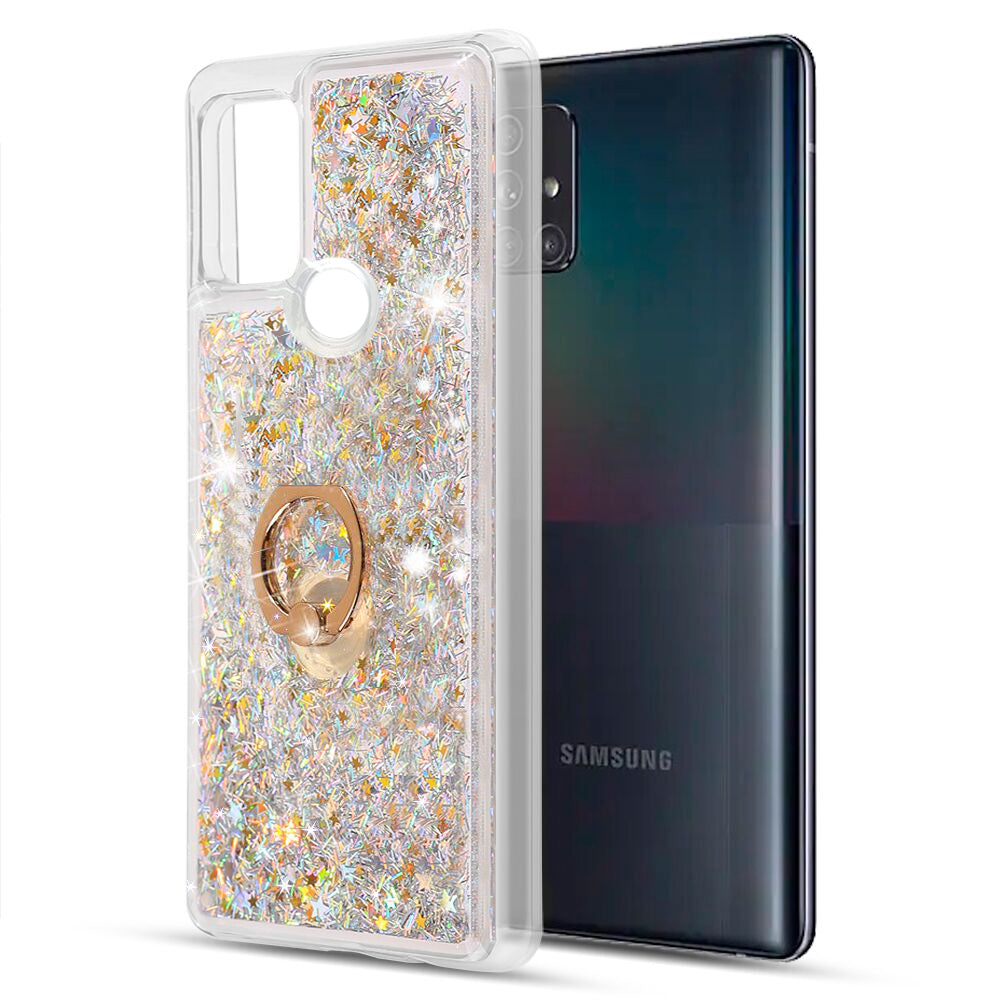 For Motorola Moto G Power 2022 Hybrid Bling Liquid Quicksand Glittering Sparkle TPU Rubber with Ring Stand Holder Kickstand  Phone Case Cover
