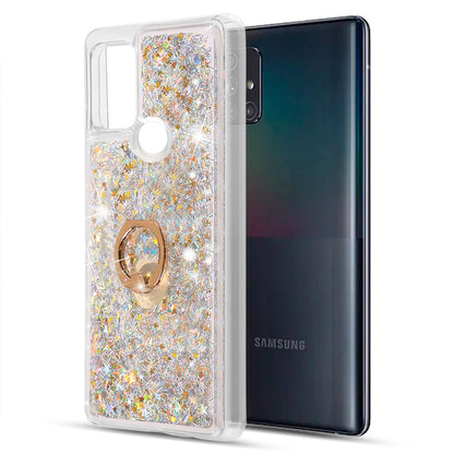 For Motorola Moto G Power 2022 Hybrid Bling Liquid Quicksand Glittering Sparkle TPU Rubber with Ring Stand Holder Kickstand  Phone Case Cover