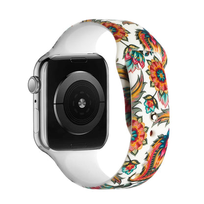 For Apple Watch Series 7/SE/6/5/4/3/2/1 Pattern Soft Silicone Design Wristband Watch Band