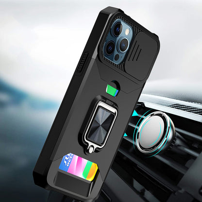 For Samsung Galaxy A02S Wallet Case with Ring Stand, Slide Camera Cover and Credit Card Holder, Military Grade Shockproof  Phone Case Cover