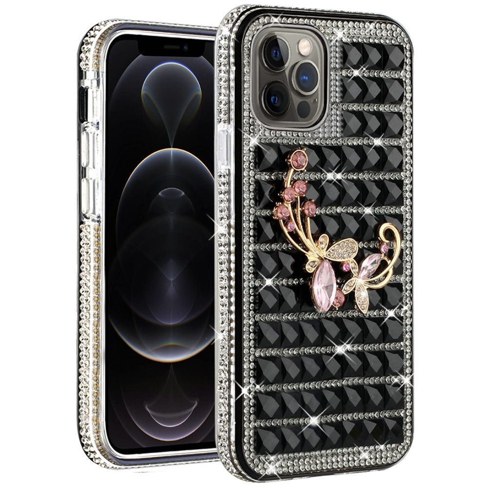 For Apple iPhone SE 2022 /SE 2020/8/7 Fashion Luxury 3D Bling Diamonds Rhinestone Jeweled Ornament Crystal Hybrid Hard  Phone Case Cover