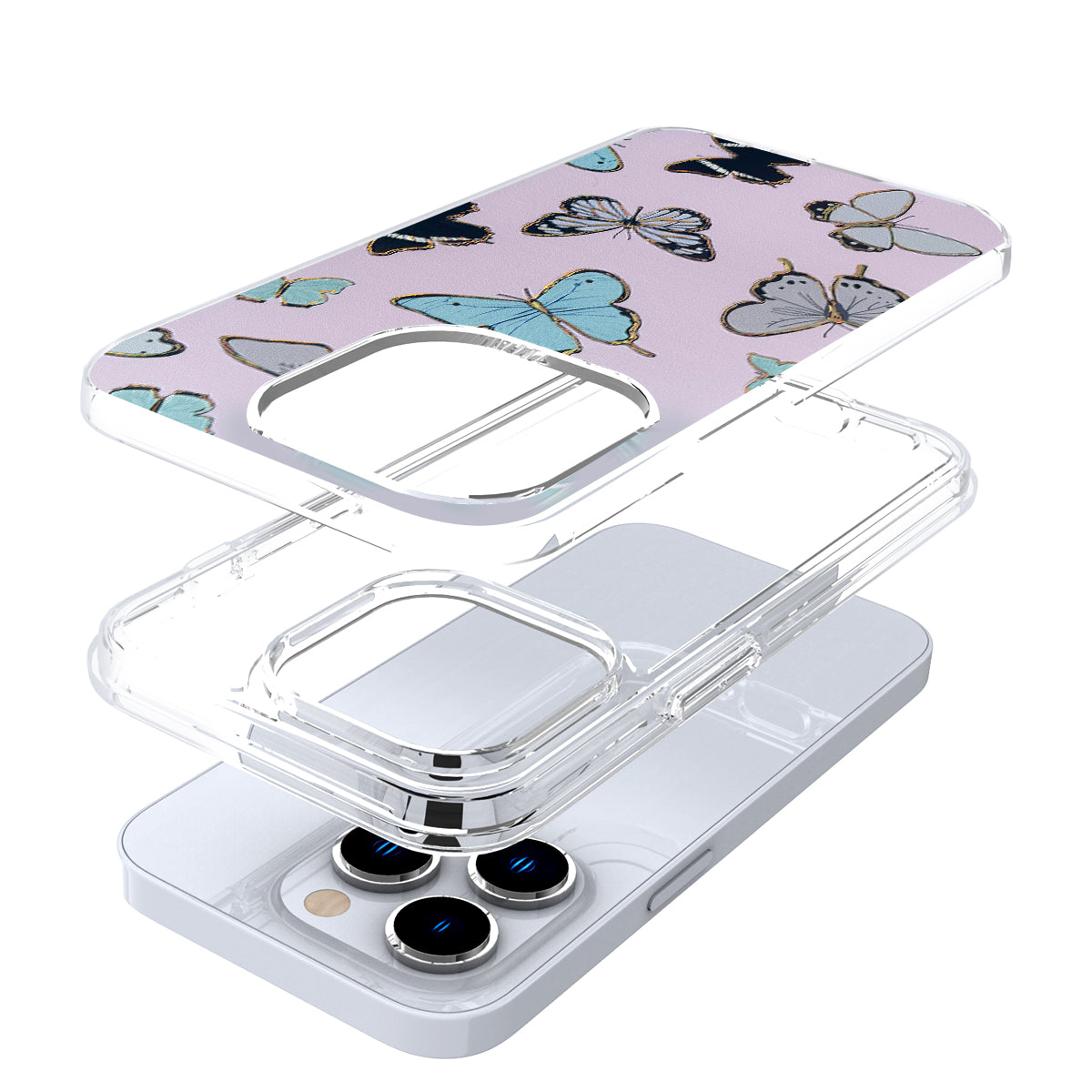 For Samsung Galaxy A53 5G Stylish Gold Layer Printing Design Hybrid Rubber TPU Hard PC Shockproof Armor Rugged Slim Fit Butterflies Phone Case Cover