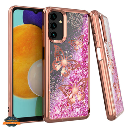 For Samsung Galaxy A53 5G Quicksand Liquid Glitter Bling Flowing Sparkle Fashion Hybrid TPU and Chrome Plating Hard PC  Phone Case Cover