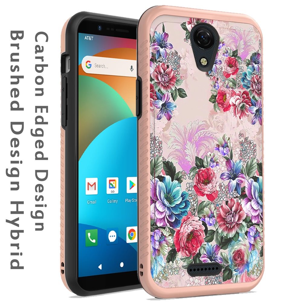 For AT&T Fusion Z, Motivate Cute Design Printed Pattern Fashion Brushed Texture Shockproof Dual Layer Hybrid Slim Rubber Protective  Phone Case Cover