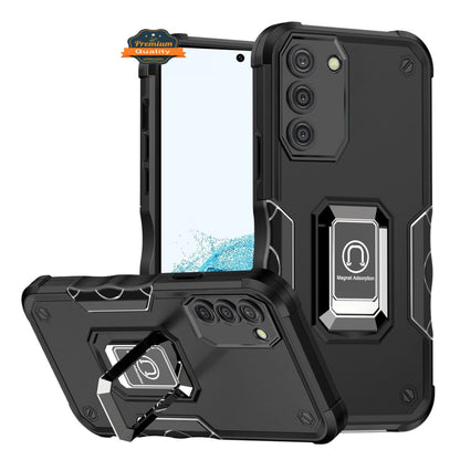For Samsung Galaxy A03S Hybrid Hard PC Soft TPU Bumper with Magnetic Ring Stand Holder Military-Grade Drop Protection  Phone Case Cover