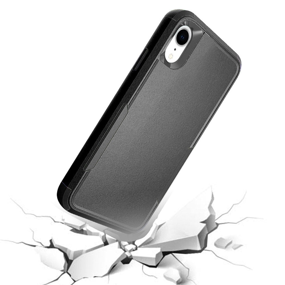 For Apple iPhone XR Hybrid Rugged Hard Shockproof Drop-Proof Protection, Military Grade 2in1 Hard PC Heavy-Duty Armor Black Phone Case Cover
