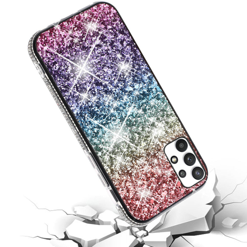 For Apple iPhone 14 /Plus Pro Max Rhinestone Sparkling Rainbow Gradual Glitter Full Diamonds Bling Hybrid Rugged  Phone Case Cover