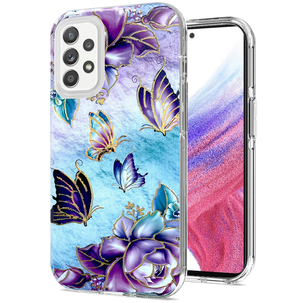 For Samsung Galaxy A53 5G Stylish Gold Layer Design Hybrid Rubber TPU Hard PC Shockproof Armor Rugged Slim  Phone Case Cover