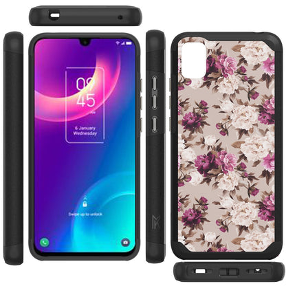 For TCL 30 Z Graphic Design Flower Pattern Hard PC Soft TPU Silicone Protection Hybrid Shockproof Armor Rugged Bumper  Phone Case Cover