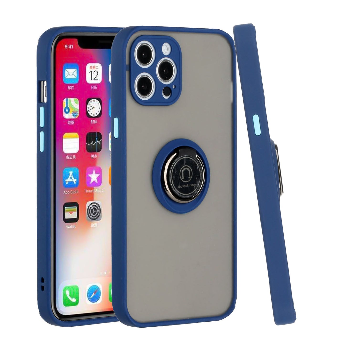For Apple iPhone 14 Plus (6.7") Hybrid Protective PC & TPU Shockproof with 360° Rotation Ring Stand & Covered Camera  Phone Case Cover