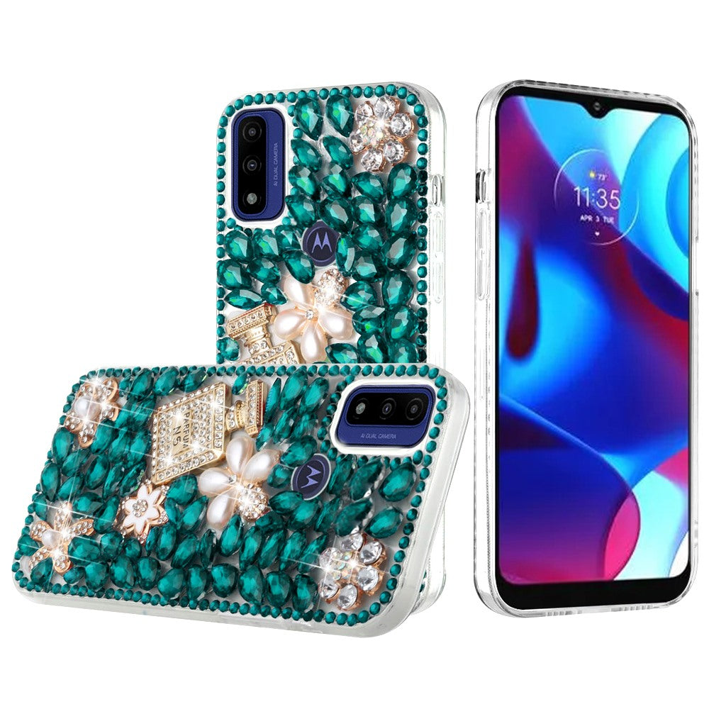 For Motorola Moto G Power 2022 Bling Clear Crystal 3D Full Diamonds Luxury Sparkle Transparent Rhinestone Hybrid Bumper  Phone Case Cover