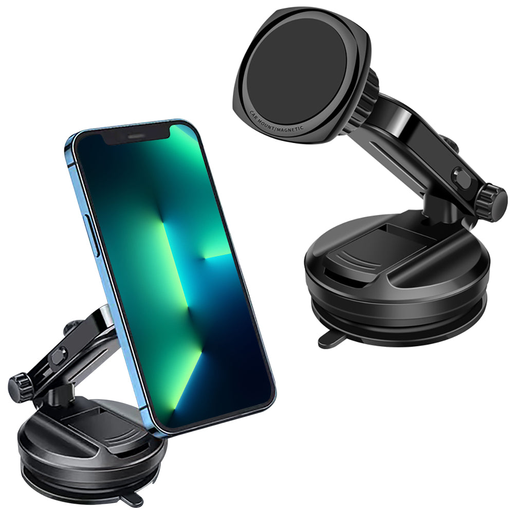 Universal Magnetic Dashboard & Windshield Phone Holder Car Mount with Telescopic Arm 360° Rotation & Quick Lock Release Universal Stand [Black]