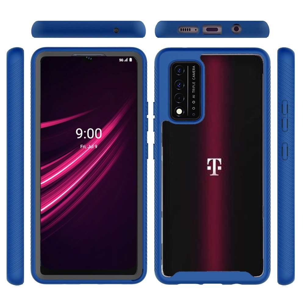 For Motorola Moto One 5G, Moto G 5G Plus, Moto One Lite Clear Dual Layer Rugged Bumper Frame Heavy Duty Hybrid Shockproof Rubber Blue Phone Case Cover