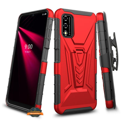 For TCL 4X 5G (T601DL) Hybrid Armor Kickstand with Swivel Belt Clip Holster Heavy Duty 3 in 1 Defender Shockproof Rugged  Phone Case Cover