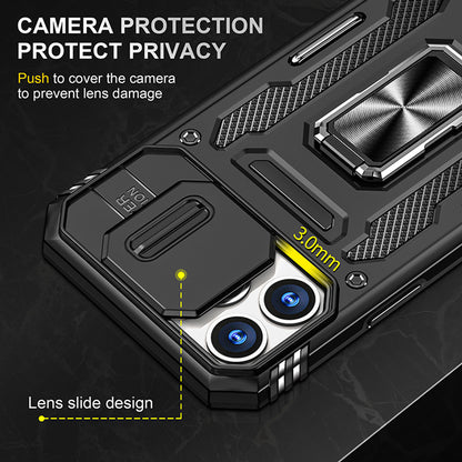 For Apple iPhone 14 /Plus Pro Max Hybrid Slide Camera Protection & 360° Rotateable Ring Stand, Heavy Duty  Phone Case Cover