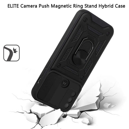 For Motorola Moto G Power 2022 Hybrid Cases with Slide Camera Lens Cover and Ring Holder Kickstand Rugged Dual Layer Heavy Duty  Phone Case Cover