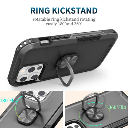 For iPhone 14 Pro (6.1") Heavy Duty 3in1 Magnetic Ring Kickstand Hybrid Shockproof Military-Grade Drop Protection  Phone Case Cover