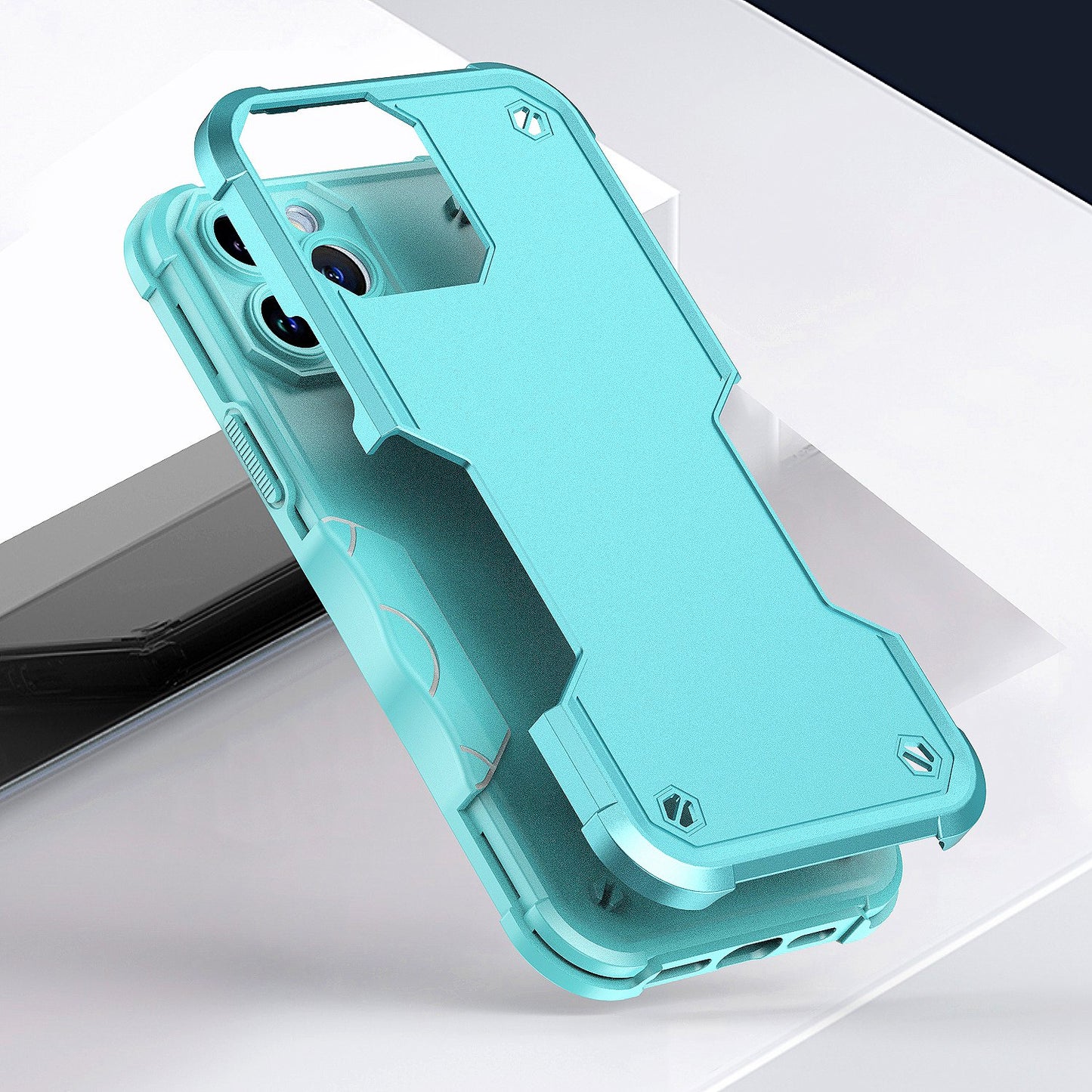 For Apple iPhone 14 Pro (6.1") Tough Shockproof Hybrid Heavy Duty Dual Layer TPU Bumper Rugged Rubber Defend Armor Teal Blue Phone Case Cover
