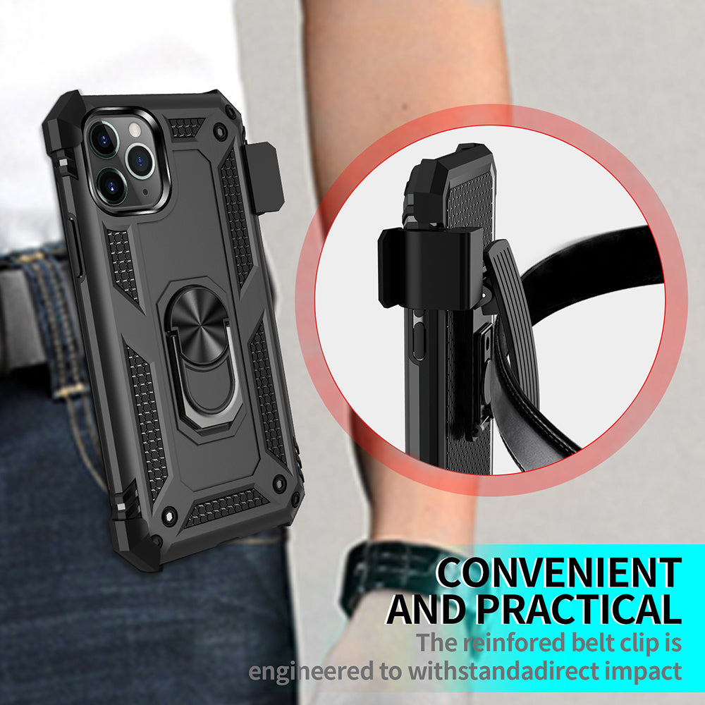 For Apple iPhone 14 /Plus Pro Max Hybrid Holster Combo Belt Clip Armor Rugged with Rotatable Ring Stand  Phone Case Cover