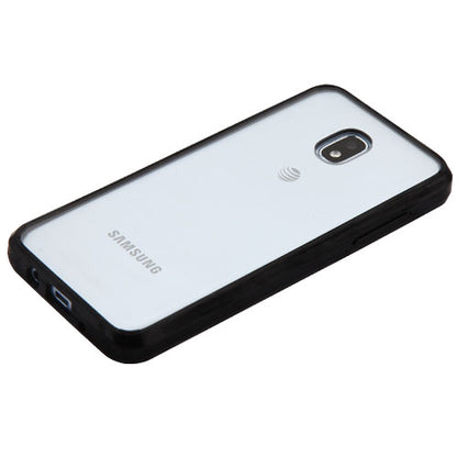 For Samsung Galaxy J3 V /J3 3rd Gen /Galaxy Express Prime 3 Slim Fit Hybrid Transparent Rubber Gummy Hard PC Silicone Clear Black Phone Case Cover