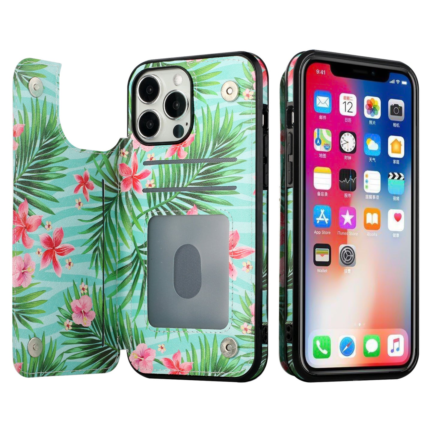 For Apple iPhone 13 Pro Max 6.7" Wallet PU Leather [Two Magnetic Clasp] [Card Slots] Stand Durable Back Storage Flip  Phone Case Cover