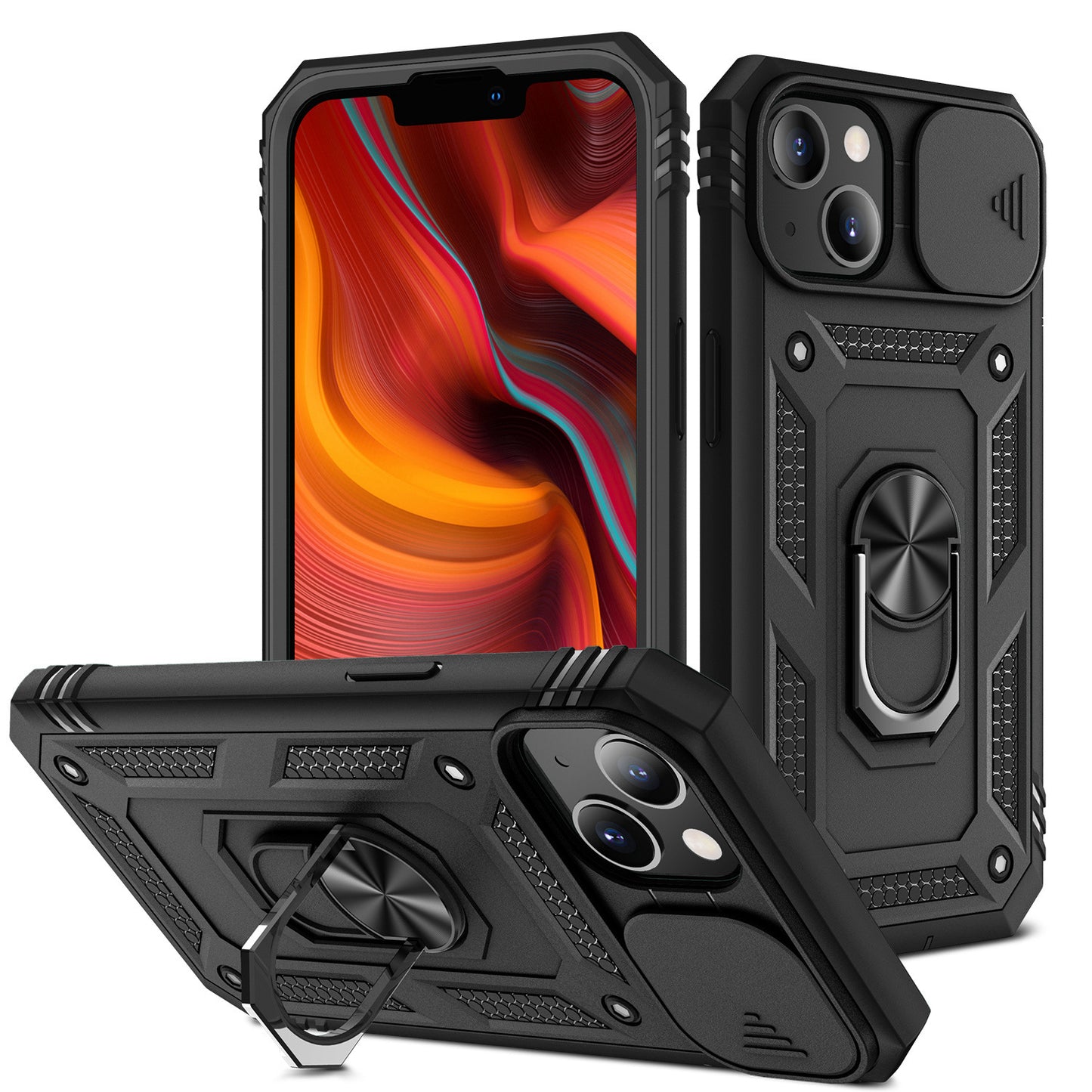 For Apple iPhone 11 (6.1") Hybrid Built-in 360° Rotate Magnetic Ring Stand with Camera Protection Heavy Duty Shockproof  Phone Case Cover