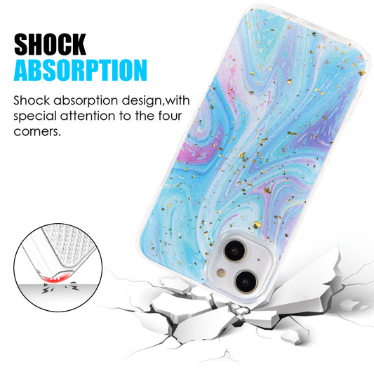 For Apple iPhone 14 /Plus Pro Max Fashion Marble Galaxy Design Pattern Bling Sparkle Hybrid Shockproof Rubber  Phone Case Cover