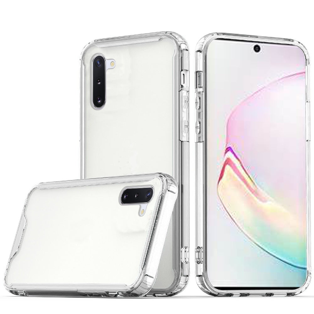 For Samsung Galaxy Note 10 Colored Shockproof Transparent Hard PC + Rubber TPU Hybrid Bumper Shell Thin Slim Protective Clear Phone Case Cover