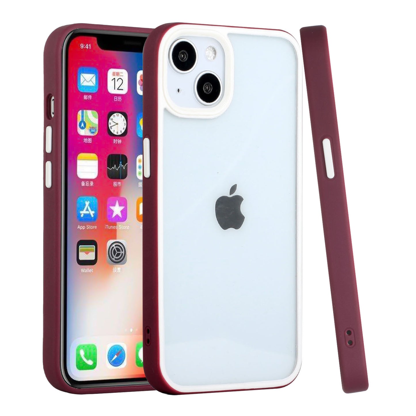 For Apple iPhone 14 /Plus Pro Max Hybrid Transparent Colored Frame Bumper Hard Back Shockproof Slim  Phone Case Cover
