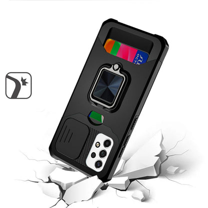 For Samsung Galaxy A23 5G Wallet Case with Ring Stand, Slide Camera Cover & Credit Card Slot Holder, Military Grade Hard  Phone Case Cover