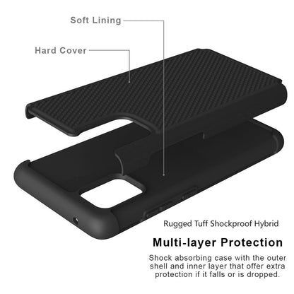 For Apple iPhone 13 Pro (6.1") Textured Hybrid Tuff Shockproof Rugged Hard PC & Silicone TPU Anti-Slip Dual Layer Protective Bumper  Phone Case Cover