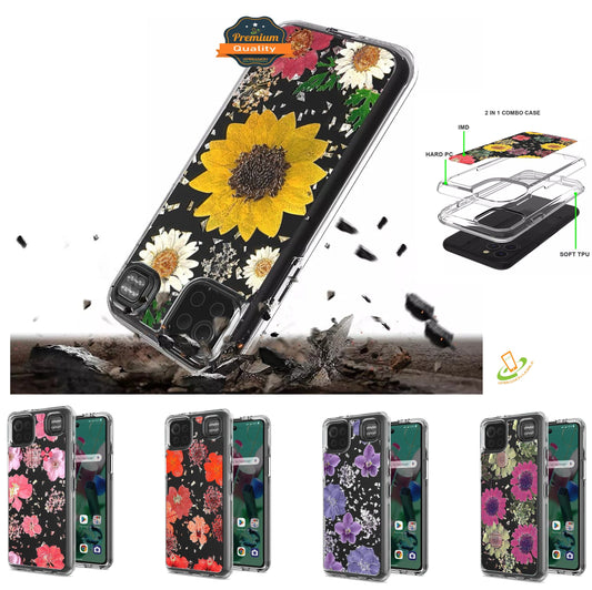For Samsung Galaxy A33 5G Glitter Floral Print Pattern Clear Design Shockproof Hybrid Fashion Sparkle Rubber TPU Bumper  Phone Case Cover