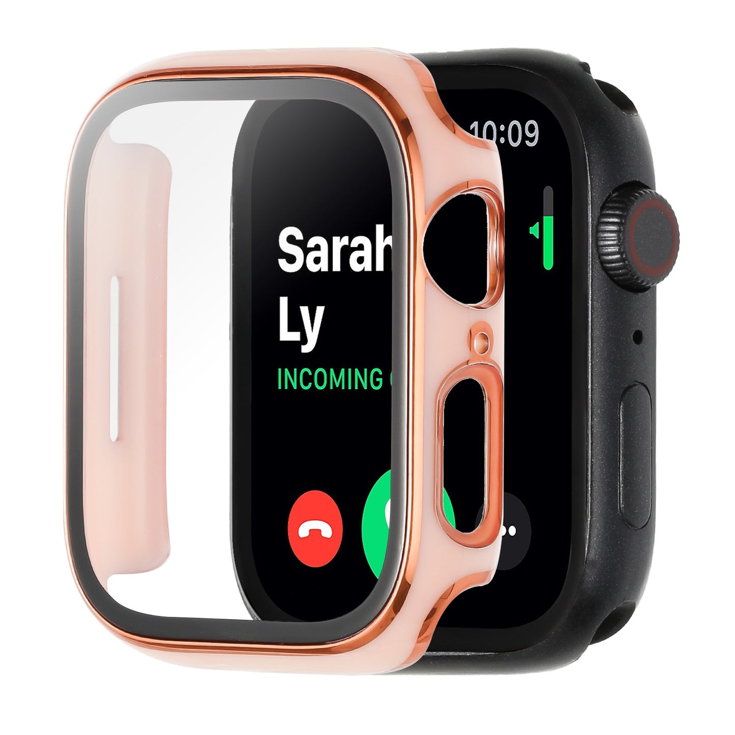 For Apple Watch Series 7/6/SE/5/4/3/2/1 Full Coverage Frame Bumper Chromed with Tempered Glass Screen Protector Hard Cover