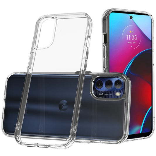 For Motorola Moto G Stylus 5G 2022 Hybrid HD Crystal Clear Hard PC Back Gummy 2.0mm TPU Frame Slim Chromed Buttons Transparent Phone Case Cover