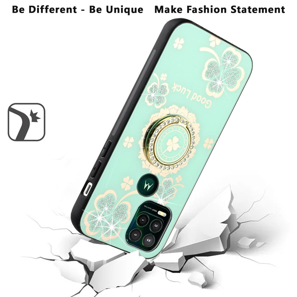 For Apple iPhone 14 Plus (6.7") Diamond 3D Bling Sparkly Glitter Ornaments Engraving Hybrid Ring Stand Fashion  Phone Case Cover