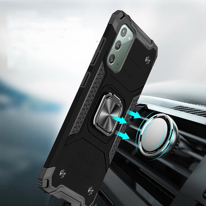 For Samsung Galaxy Note 20 Armor Hybrid with Ring Stand Holder Kickstand Shockproof Heavy-Duty Durable Rugged 2in1 Black Phone Case Cover