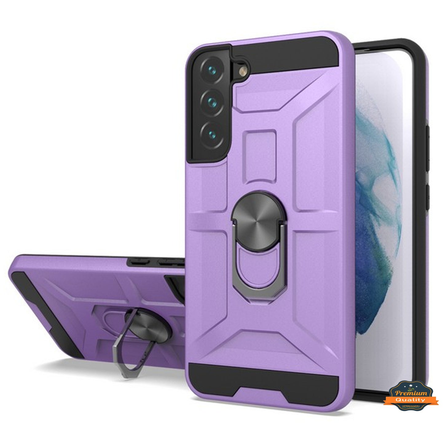 For Samsung Galaxy S22+ Plus Hybrid Ring Stand [360° Rotatable Ring Holder Magnetic Kickstand] Armor Shockproof TPU Rubber  Phone Case Cover