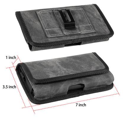 For Samsung Galaxy A13 5G Universal Horizontal Cell Phone Case Fabric Holster Carrying Pouch with Belt Clip and 2 Card Slots fit XL Devices 7" [Black Denim]