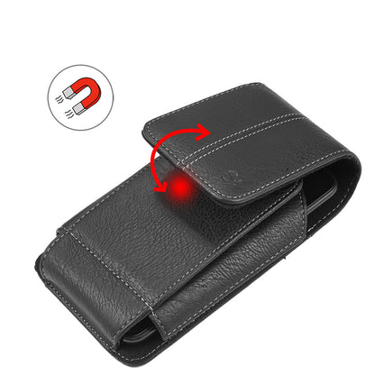 For Samsung Galaxy A23 5G Universal Vertical Leather Case Holster with 360° Rotation Belt Clip & 3 Credit Card Slots Phone Carrying Pouch [Black]