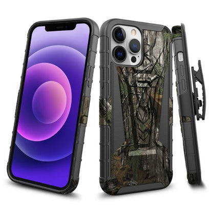 For T-Mobile Revvl 6 Pro 5G Swivel Belt Clip Holster with Built-in Kickstand, Heavy Duty Hybrid 3in1 Shockproof Defender Camo Camouflage Phone Case Cover