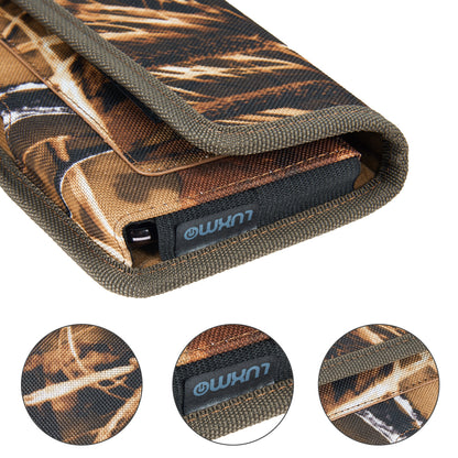 For Samsung Galaxy Note 10+ Plus Universal Horizontal Cell Phone Case Camo Print Holster Carrying Pouch with Belt Clip and 2 Card Slots fit XL Devices 7" [Camouflage]