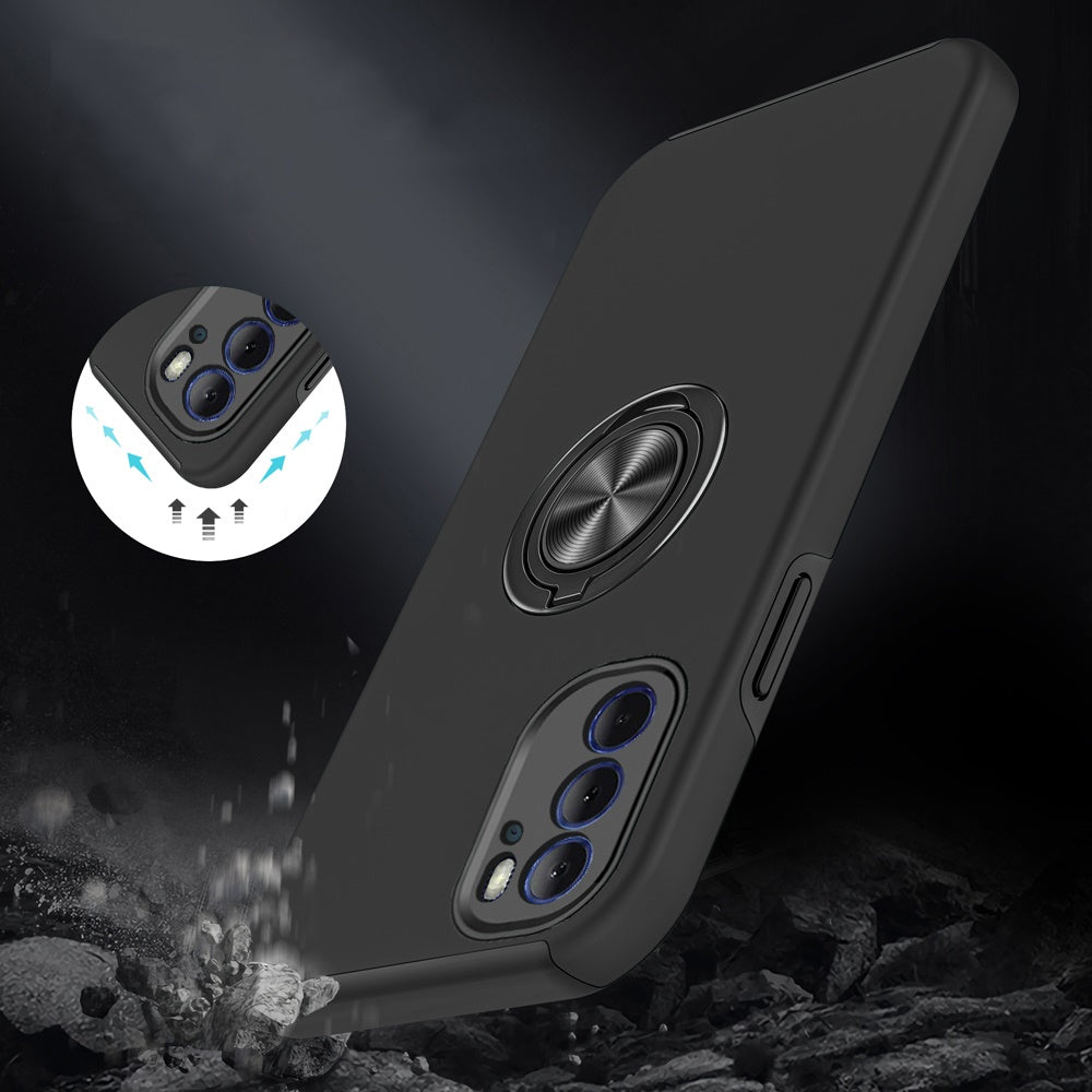For Motorola Edge+ 2022 /Edge Plus Hybrid 360 Degree Rotatable Metal Invisible Ring Stand Holder Shockproof Slim  Phone Case Cover