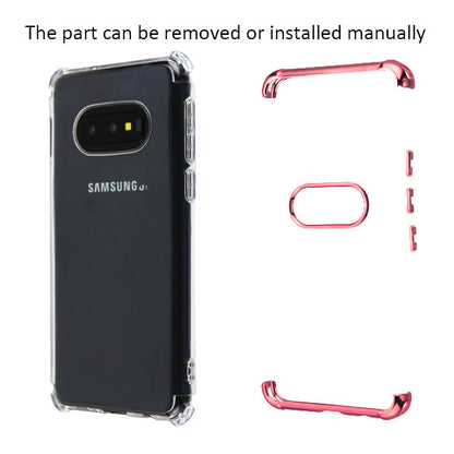 For Samsung Galaxy S10E Slim Hybrid Transparent Rubber Gummy Hard PC Silicone Electroplating Protective Clear / Rose Gold Phone Case Cover