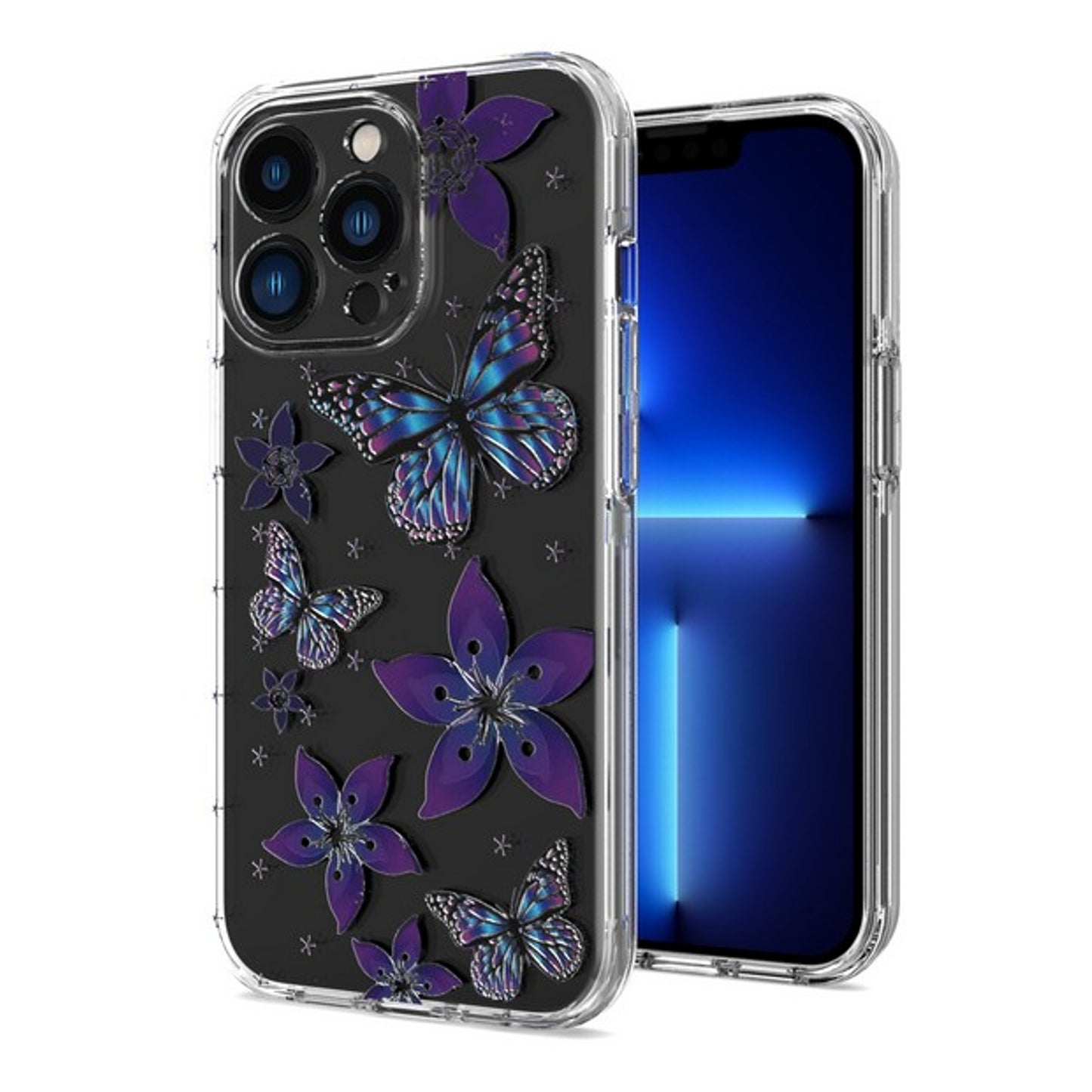 For Apple iPhone 13 / Pro Max Mini Hybrid Trendy Image Patterns Design Transparent Hard Back Shockproof TPU Rubber Protective  Phone Case Cover