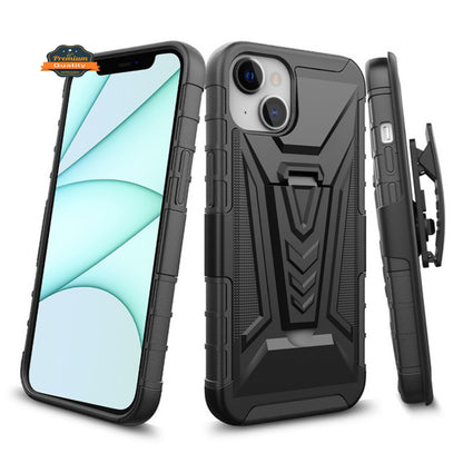 For Apple iPhone 14 Pro Max (6.7") Swivel Belt Clip Holster with Built-in Kickstand, Heavy Duty Hybrid 3in1 Shockproof  Phone Case Cover